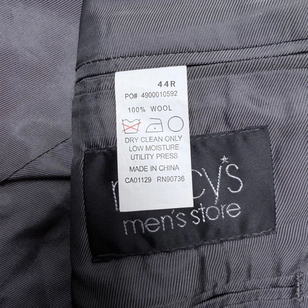 Calvin Klein Mens Black 100% Wool 2-Button Blazer Sport Coat Jacket 44R Macys